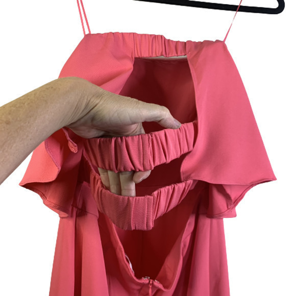 TALULAH Bubble Gum Pink Blouson Spaghetti Strap Wide Leg Jumpsuit‎ - Picture 9 of 16